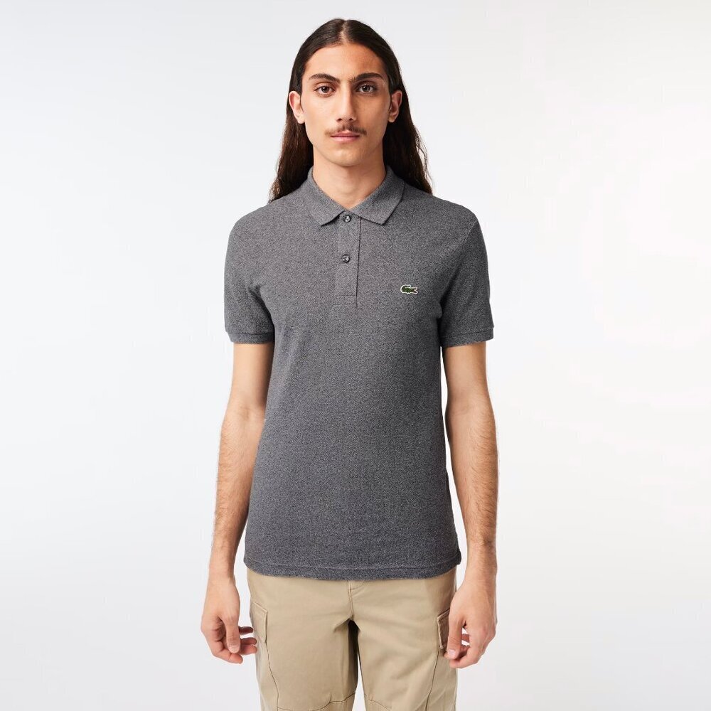 Lacoste Mens Slim Fit L.12.12 Piqué Polo Shirt Size M / 4 Short Sleeve Dark Gray